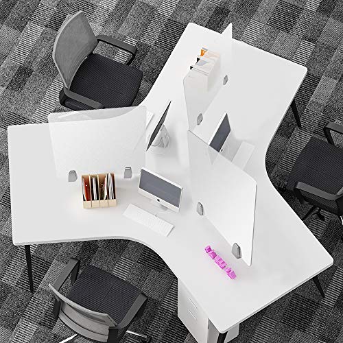 Owfeel Frosted Desk Panel Office Divider Partition Desktop Privacy Panel with 2pcs Desk Partition Clip for Student Call Centers/Offices/braries/Classrooms/Library Acrylic Privacy Board (16" L×16" W)