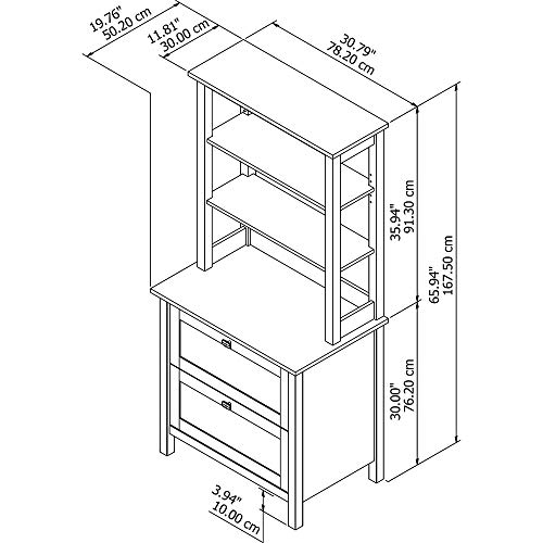Bush Furniture Broadview Bookcase with Drawers, 20D, Pure White