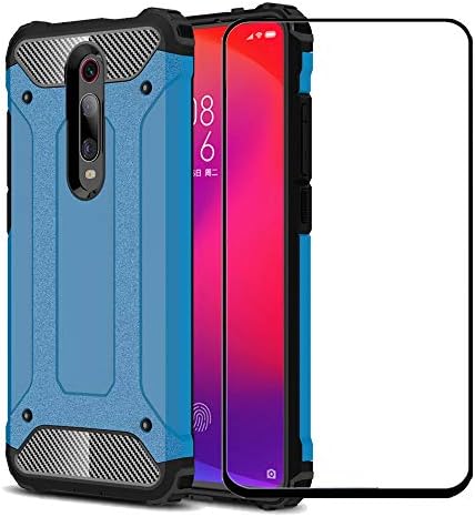 FaDream for Xiaomi Mi 9T/9T Pro/Redmi K20/K20 Pro Case, 2 in 1 Shockproof Hybrid Dual Layer Heavy Duty Protective Cover with Tempered Glass Screen Protector(Blue)