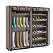 TXT&BAZ 27-Pairs Portable Boot Rack Double Row Shoe Rack Covered with Nonwoven Fabric(7-Tiers Brown)