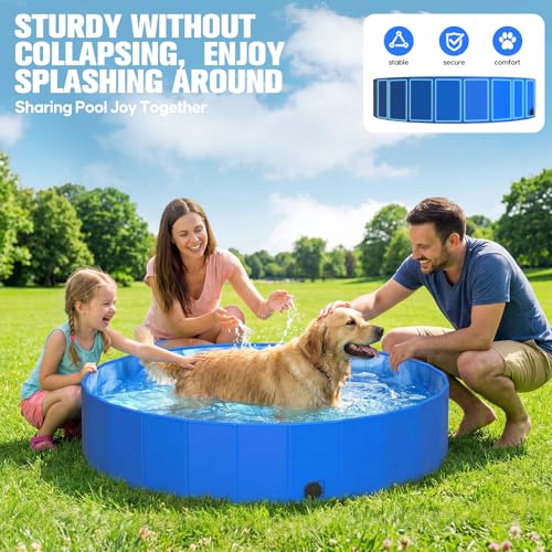 Foldable Dog Pool - Portable PVC Dog Bathtub for Large Dogs, Blue Pool, Dog Pool, Foldable Dog Pools for Small Dogs