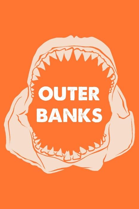 Outer Banks, North Carolina - Shark Bite - Orange Background 106496 (24x36 Giclee Gallery Print, Wall Decor Travel Poster)