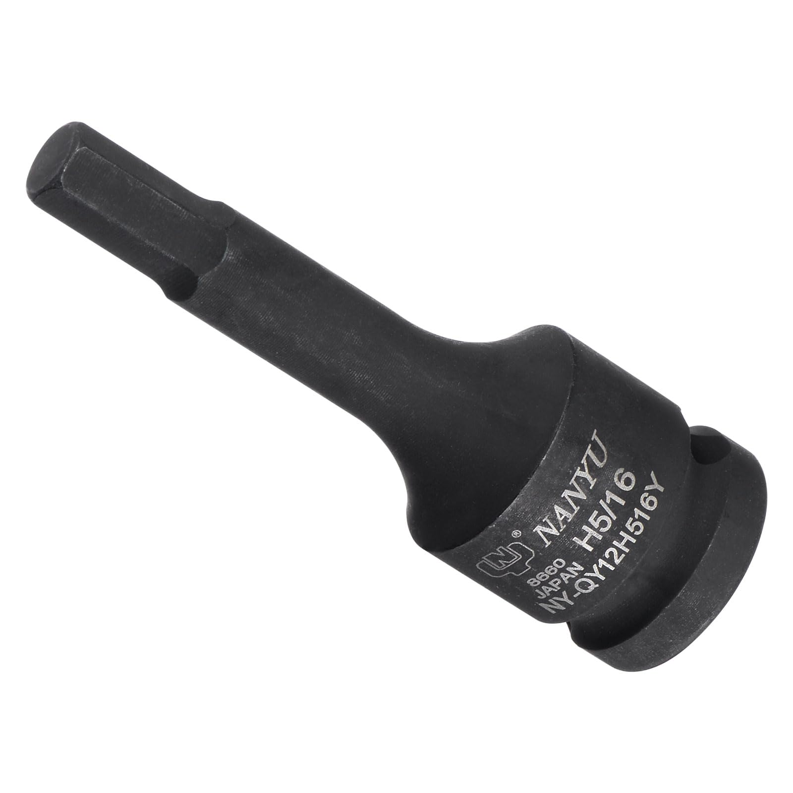 CoCud Impact Hex Bit Socket, 5/16" Hex Bit 1/2" Square Drive 78mm Length, CR-MO Chamfer Design Pin Hole SAE Hex Socket - (Applications: for Automotive Electric Repair)