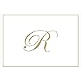 Caspari Gold Embossed Initials Boxed Note Cards in Letter R, 8 Cards & Envelopes