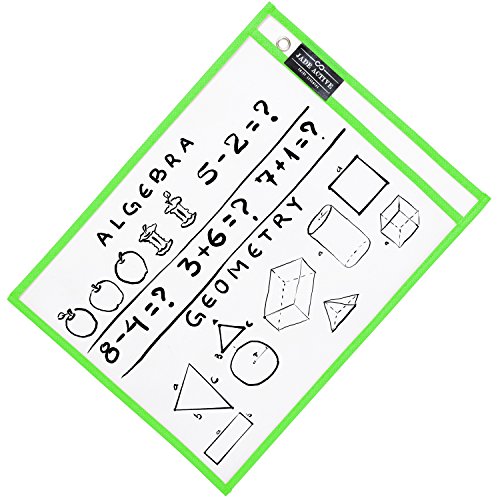 Dry Erase Pockets Sheet Protectors - Reusable + Oversized - Size 10 X 13 Inches - 30 Plastic Sleeves - Mixed Colors - Ideal to use at School or at Work