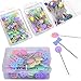 Lwestine 400 Pcs Flat Button &Flower Head Pins,Straight Pins, Quilting Pins with Cases