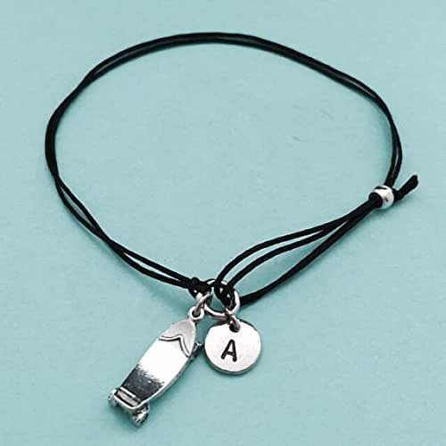 Skateboard cord bracelet, skateboard charm bracelet