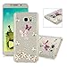 Note 5 Case,Galaxy Note 5 Case - Mavis's Diary 3D Handmade Bling Crystal Pink Purple Butterflies Lovely White Flowers with Shiny Diamond Gems Clear Hard PC Cover for Samsung Galaxy Note 5 &Clean Cloth