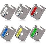 Unismar Compatible Label Tape Replacement for Brother P-Touch M Tape M-K131 M-K231 M-K431 M-K531 M-K631 M-K731 for PT-70BM PT-M95 PT-90 PT-70 PT-65 PT-85 Label Maker, 1/2" x 26.2', 6-Color, 6-Pack