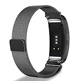 Gear Fit2 Pro/Fit2 Band, OenFoto Metal Milanese Loop Stainless Steel Replacement Accessories Bracelet Strap with Magnet Lock for Samsung Gear Fit 2 Pro SM-R365/SM-R360 Smartwatch- Black