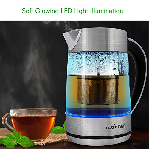 Hot Water Boiler Glass Kettle Digital 1.7L Portable Easy Pour Teapot