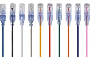 Monoprice 10-Pack SlimRun Cat6A Ethernet Network Patch Cable 10G 3ft 10 Color