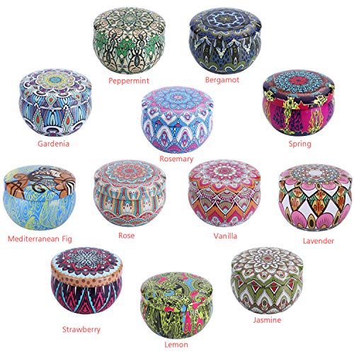 YYCH Scented Candles Soy Wax Tin Candles, Natural Fragrance Candles for Stress Relief and Aromatherapy Candles Set of 12