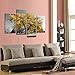 Visual Art Decor 4 Pieces Black White Red Tree Canvas Art Autumn Fall Nature Scenery Picture Prints Framed and Streteched Gallery Decor Artwork for Living Room Bedroom Home Office (Yellow)