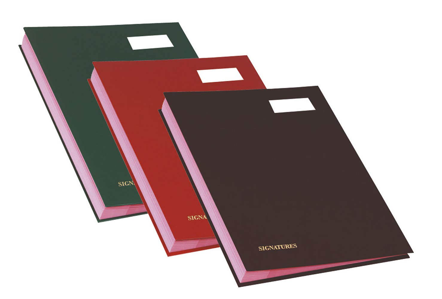 Exacompta - Ref. 22120E - 1 executive signature - canvas gusseted back - label holder - plastic cover - 12 pink card compartments with 3 perforations - 24x32 cm - random colours