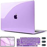 CISSOOK for MacBook Air 13 Inch Case Purple 2021-2018 Release M1 A2337 A2179 A1932 with Retina Display,Plastic Hard Shell Case with Keyboard Cover for MacBook Air 13 with Touch ID - Clear Purple