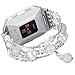 fastgo Compatible for Fitbit Ionic Bracelet Bands, Replacement Band Feminine Handmade Artificial Bling Wristband for Women (White)