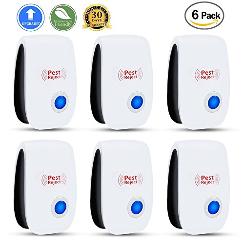 Ultrasonic Pest Repeller 6 Packs - [2018 Upgrated] Home Pest Control Repellent - Electronic Insects & Rodents Repellent for Mosquito, Mouse, Cockroaches,Rats,Bug, Spider, Ant, Flies