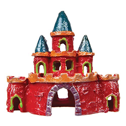 GloFish Castle Ornament, Small, Colorful aquarium Decor, Hideaway For Fish