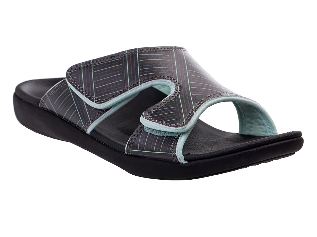 REVITALIGN Women’s Kholo Summer Stripe Slide Sandal, Black, 6