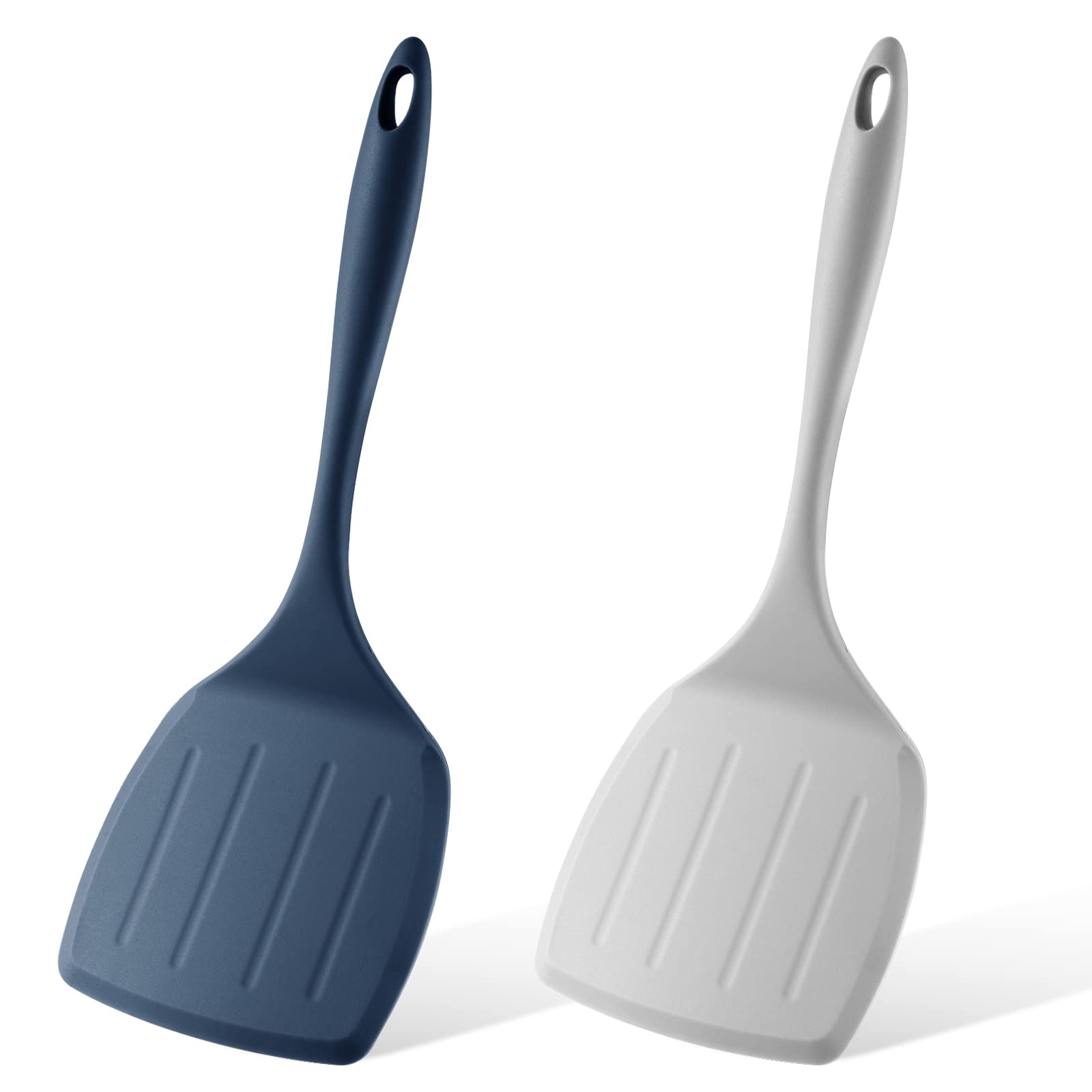 Photo 1 of Lallisa 2 Pcs Extra Large Silicone Turner Heat Resistant Nonstick Silicone Spatulas Pancake Spatula Flexible Cooking Flipper Wok Spatula for Cooking Utensils for Kitchen Baking Stir Fry Pancake Egg