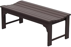 WO WESTIN OUTDOOR WO Home Furniture Outdoor 46" Backless HDPE Adirondack Bench, Poly Lumber Seat for Patio, Backyard, Balcony, All Weather Resistant with UV Protection, Dark Brown