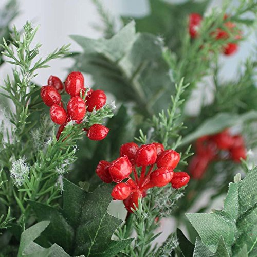 Factory Direct Craft 17 Inch Wintry Artificial Holly and Pine Embellishing Bush for Holiday and Home Decor