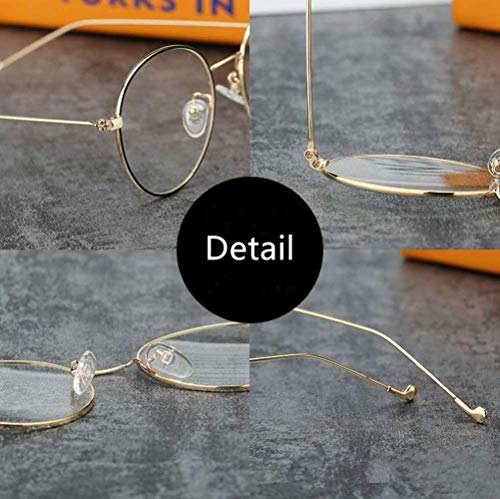 Inshere Retro Round Blue Light Blocking Glasses Eyeglasses Filter Retro Ultra Lightweight Computer Gaming Glasses - Luxury Gold