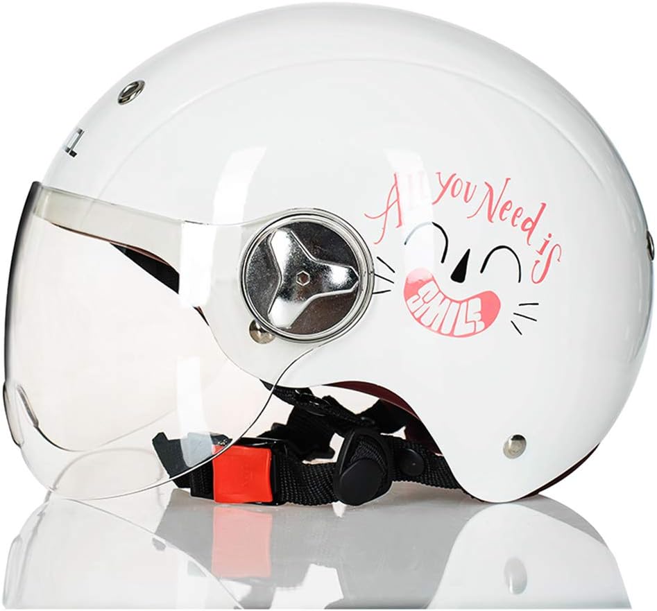 QMHG Kids Helmet Children's Half Helmets Drop-Proof Crash Lining Detachable Suitable for Bicycle Motorcycle Ski Skateboard Motorbike Youth Adult Boy Girl Women Men,White,XL