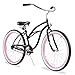 Firmstrong Urban Women's Beach Cruiser Bike, Single Speed Bicycle, 26 Inch Wheels, Black with Pink Rims