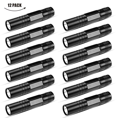 Timlon 12 Pack Mini Flashlights Portable Flashlight LED Flashlight Super bright 150Lumen Black Flashlight Tactical Flashlight(Black)