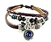 Beautiful Silver Jewelry Blue Bead Three Strand Leather Zen Bracelet Adjustable in Gift Box