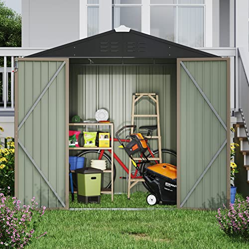 Devoko Outdoor Storage Shed 6 X 8 FT Lockable Metal Garden Shed Steel
