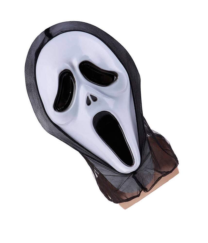 Halloween Novelty Screaming Ghost Face Head Mask Horror Squealing Grimace Mask (White)
