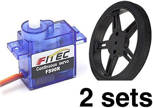 FEETECH FS90R with Wheel (2 Sets) - 360° Rotation | Continuous Rotation Robotic Servo with Wheel | by himalayanelixir
