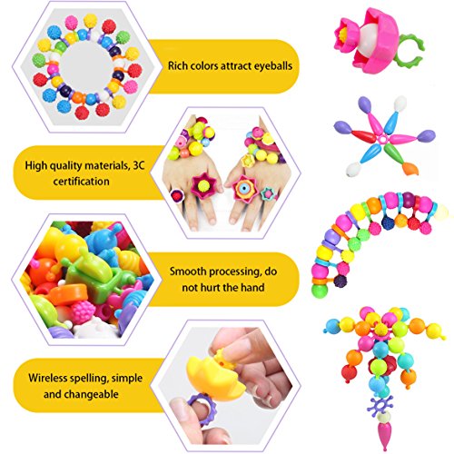 Trooer 260 Pcs Snap Pop Beads Set for Kids, Pop Beads DIY Jewelry Bracelet and Necklace Making Kit Art and Crafts Toys for Kids