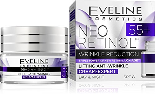 Eveline Cosmetics Neo Retinol Expert 55+ Moisturizing Anti Wrinkle, Anti Aging Day and Night Cream, Reduce Wrinkles, Fine Lines, Even Skin Tone, Age Spots, Sun Spots