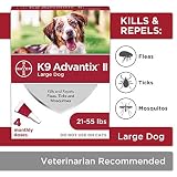 Bayer K9 Advantix II Flea, Tick and Mosquito Prevention for Large Dogs, 21 - 55 lb, 4 doses