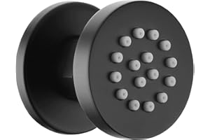 Solid Brass Body Spray Shower Jet - Round Massage Side Sprayer Spa System Shower Set Adjustable Wall Mounted, Matte Black Fin