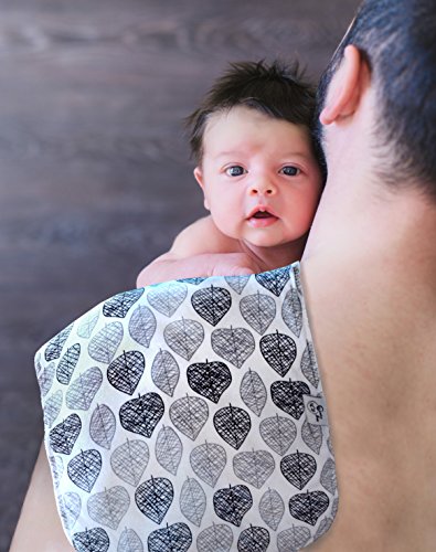 6 Pack Extra Large GOTS Certified Organic Cotton Burp Cloths, Unisex, Reversible, with 3 Layer Inner Fleece Absorbency, 10"x22", Neutral Patterns Boys and Girls