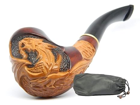 Dr.Watson - Handgemachte Raucher Pfeife / Tabakpfeife - Wikinger Drachen - Birnbaum + Beutel