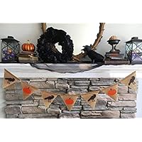 tyoungg Halloween Pumpkin Raven Burlap Banner Spooky Party Wall Room Hanging Pennant Garland 5 ft