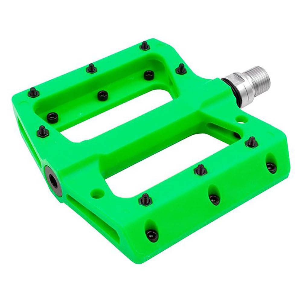 MVTEK Flat Pedals Thermoplastic Bike Pedals MTB Flat Pedals Enduro Bike Pedals 111 x 105 x 21 mm Weight 340 g Bike Pedal with Flat Mount Cr-Mo Axle on Bearings Green