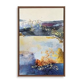 Framed Canvas Home Artwork Decoration Golden Abstract Art Canvas Wall Art for Living Room, Bedroom - 16x24 inches