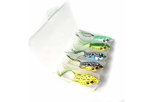 LENPABY 5pcs Frog Lure Ray Frog Topwater Fishing Crankbait Lures/Artificial Soft Bait 5.5CM 8G Soft Tube Bait,Especially for Bass Snakehead,Freshwater Soft Bai Musky Tackle Box Spitted weedless bas