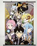 Anime Sword Art Online 2 Home Decor Wall Scroll Poster Fabric Painting Janpan Art Cosplay Sinon / Yuuki Asuna / Kirigaya Kazuto 23.6 x 35.4 Inches-241[A]