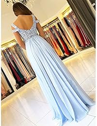 Vestidos de noche para mujer de una línea con mangas de encaje con apliques largos y formales para fiestas con abertura