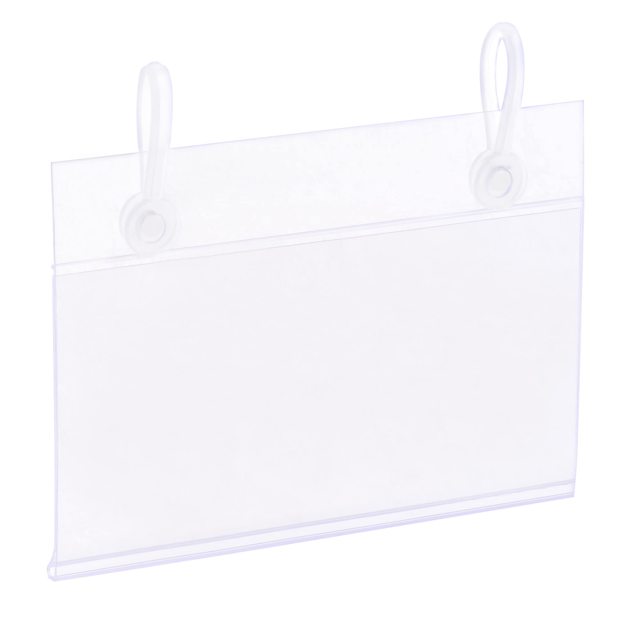 sourcing map Label Holder with Hanging Buckle 80x55mm Clear Plastic for Wire Shelf, Pack of 50