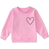 BOUTIKOME Toddler Girl Valentines Day Outfit Heart Graphic Sweatshirts Long Sleeve Crewneck Pullover Top Fall Winter Clothes