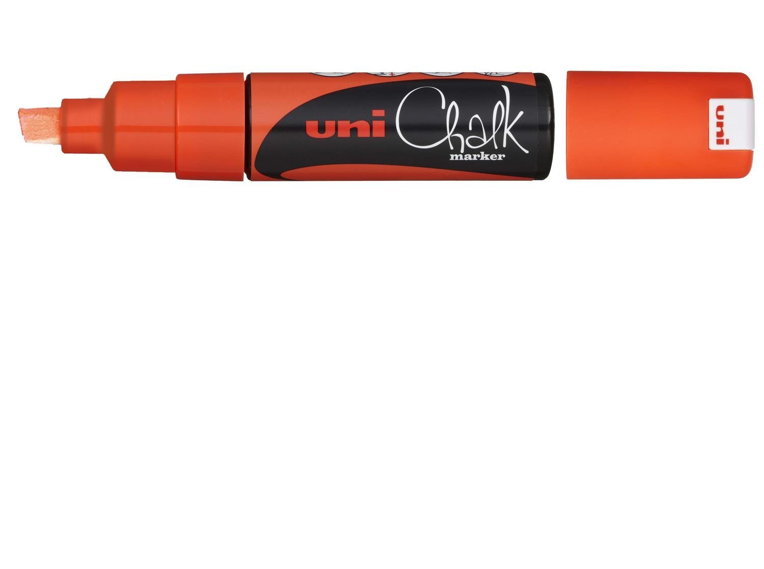 Uni-Ball 186415 - Raam- en krijtmarker met spievormige punt 8 mm, fluorescerend oranje, 1 stuk